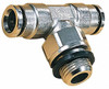 Norgren 10mm Outside Diam, 3/8 BSPP, Nickel Plated Brass Push-to-Connect Tube Male Swivel Branch Tee 260 Max psi, Tube to Male BSPP Connection, Nitrile O-Ring 102671038 - 08037749