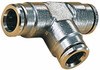Norgren 14mm Outside Diam, Nickel Plated Brass Push-to-Connect Tube Union Tee 260 Max psi, Tube to Tube Connection, Nitrile O-Ring 100601400 - 08038713