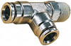 Norgren 10mm Outside Diam, 3/8 BSPT, Nickel Plated Brass Push-to-Connect Tube Male Swivel Run Tee 260 Max psi, Tube to Male BSPT Connection, Nitrile O-Ring 101681038 - 08038192