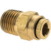 Parker Hannifin 1/4" Outside Diam, 1/4 NPTF, Brass Push-to-Connect Tube Male Connector Tube to Male NPT Connection, Nitrile O-Ring KP60781 - 53605713