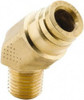 Parker Hannifin 5/8" Tube OD, 1/2 NPT Brass Push-to-Connect Tube Male 45° Elbow 250 Max psi, Tube to Male NPT Connection, Buna-N O-Ring, -40 to 200°F Working Temp 179PTCNS-10-8 - 01469931