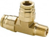 Parker Hannifin 3/16" Outside Diam, 1/8 NPT, Brass Push-to-Connect Tube Male Run Tee 250 Max psi, Tube to Male NPT Connection, Buna-N O-Ring 171PTCNS-3-2 - 70121330
