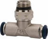 Value Collection 1/4" Outside Diam, 3/8 Universal, Nickel Plated Brass Push-to-Connect Tube Male Swivel Branch Tee 250 Max psi, Tube to Universal Thread Connection, Buna O-Ring 2555714365PRO - 81079667