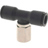 Legris 3/8" OD, 1/4 NPT, Nylon/Nickel Plated Brass Push-to-Connect Female Branch Tee 290 Max psi 3008 60 14 - 48620884