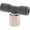 Legris 1/4" OD, 1/8 NPT, Nylon/Nickel Plated Brass Push-to-Connect Female Branch Tee 290 Max psi 3008 56 11 - 48620801