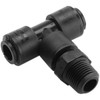 Parker Hannifin 1/4 1/4 NPTF Kynar Push-to-Connect Male Swivel Branch Tee Tube Fitting 250 Max psi, Black, Push-to-Connect x MNPT Ends, FDA & NSF-51 FB4MTS4-HBLK - 19138304
