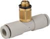 SMC Pneumatics 4mm Outside Diam, M5 x 0.8 Metric, Brass/Polybutylene Push-to-Connect Tube Male Branch Tee 145 Max psi KQ2T04-M5A - 51433282
