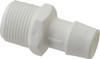 Made in USA 3/4" Barb, 3/4 NPT, Polypropylene Single Barbed Tube Adapter Male, White A12-12WP - 48724587