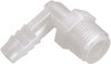 Parker Hannifin 3/8" Barb, 1/4 NPT, Nylon Single Barbed Tube Male Elbow Male, White 329HB-6-4N - 54718473