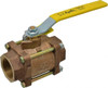 Apollo Valves 1-1/2" Pipe, Full Port, Bronze Standard Ball Valve 3 Piece, Inline - One Way Flow, FNPT x FNPT Ends, Lever Handle, 600 WOG, 150 WSP 82-107-01 - 37014602