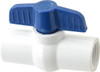 NIBCO 1/2" Pipe, Standard Port, PVC Miniature Ball Valve 1 Piece, Inline - One Way Flow, FNPT x FNPT Ends, Tee Handle, 150 WOG MA01136 - 60341880
