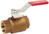 NIBCO 2" Pipe, Full Port, Bronze Standard Ball Valve 2 Piece, Inline - One Way Flow, FNPT x FNPT Ends, Lever with Memory Stop Handle, 600 WOG, 150 WSP NL9540D - 63769830