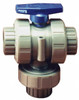 Plast-O-Matic Valves 1/2" Pipe, CPVC True Union Design Ball Valve Three Way, FNPT x FNPT x FNPT Ends, Tee Handle, 175 WOG TMBV050EPT-CP - 09100504