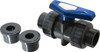 Simtech Process Systems 1" Pipe, Full Port, PVC True Union Design Ball Valve Inline - Two Way Flow, FNPT x FNPT (with Socket Adapter) Ends, Tee Handle, 232 WOG TBB 101 1 010 - 31737026