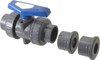 Simtech Process Systems 1-1/4" Pipe, Full Port, PVC True Union Design Ball Valve Inline - Two Way Flow, FNPT x FNPT (with Socket Adapter) Ends, Tee Handle, 232 WOG TBB 101 1 012 - 31737034
