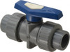 Simtech Process Systems 3/4" Pipe, Full Port, CPVC True Union Design Ball Valve Inline - Two Way Flow, FNPT x FNPT (with Socket Adapter) Ends, Tee Handle, 232 WOG TBB 301 1 007 - 31737190