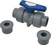 Simtech Process Systems 1" Pipe, Full Port, CPVC True Union Design Ball Valve Inline - Two Way Flow, FNPT x FNPT (with Socket Adapter) Ends, Tee Handle, 232 WOG TBB 302 1 010 - 31737299