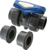 Simtech Process Systems 1-1/2" Pipe, Full Port, PVC True Union Design Ball Valve Inline - Two Way Flow, FNPT x FNPT (with Socket Adapter) Ends, Tee Handle, 232 WOG TBB 102 1 015 - 31737133