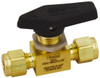 Parker Hannifin 1/8" Pipe, Compression x Compression CPI End Connections, Brass, Inline, Two Way Flow, Instrumentation Ball Valve 2,500 psi WOG Rating, Wedge Handle, PFA Seat 2Z-MB2LPFA-BP - 86929767