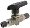 Parker Hannifin 1/8" Pipe, Compression x Compression CPI End Connections, Stainless Steel, Inline, Two Way Flow, Instrumentation Ball Valve 6,000 psi WOG Rating, Wedge Handle, PTFE Seal, PTFE Seat 2Z-B2LJ2-SSP - 86857356