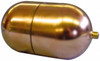 Made in USA 4" Diam x 7" Long, Oblong, Tubed Through Connection, Metal Float 1/4" Rod Thread, Copper, 25 Max psi, 23 Gauge OC4X723T14 - 07429038
