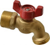 B&K Mueller 1/2" Pipe, 125 psi WOG Rating, Brass Hose Bibb, Stop Valve Wing Tee Handle, FNPT/MNPT x GHT End Connections 103-054HN - 65177479