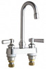 Chicago Faucets Lever Handle, Deck Mounted Bathroom Faucet Two Handle, No Drain, Gooseneck Spout 895-ABCP - 91216184