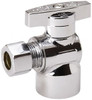 Value Collection FIP 1/2 Inlet, 125 Max psi, Chrome Finish, Brass Water Supply Stop Valve 3/8 Compression Outlet, Angle, Chrome Handle, For Use with Any Water Supply Shut Off Application 190-232HC - 45883949