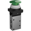 SMC Pneumatics 0.38 CV Rate, 1/4" NPT Inlet Mechanical Valve 3 Way, 3 Ports, Push Button Mushroom NVM430-N01-30G - 80086085
