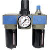 PRO-SOURCE 1/4 NPT Intermediate FRL Unit with Sight Glass & Pressure Gauge 73.45 SCFM, 215 Max psi, Aluminum Bowl, Semi-Automatic Drain UFRL-02NAL - 19239615
