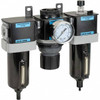 Wilkerson 3/4 NPT Standard 3 Pc Filter-Regulator-Lubricator FRL Unit with Pressure Gauge 110 SCFM, 150 Max psi, Polycarbonate Bowl, Manual Drain Drain C28-06-FKG0B - 11760378