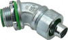 Crouse-Hinds 3/8" Trade Liquidtight Conduit Connector Malleable Iron, Insulated, Angled Connector, Threaded Connection LTBK3845 - 04517389