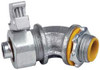 Crouse-Hinds 3/8" Trade Liquidtight Conduit Connector Malleable Iron, Insulated, Angled Connector, Threaded Connection LTB3845G - 04517678