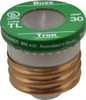 Bussmann 125 VAC, 30 Amp, Time Delay Plug Fuse 2.38" OAL, 10 (RMS Symmetrical) kA Rating, 2-1/4" Diam TL-30 - 71921464