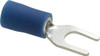 IDEAL #8 Stud, 16 to 14 AWG Compatible, Partially Insulated, Crimp Connection, Standard Fork Terminal 0.394" Fork Width, Vinyl Insulation, Blue, 0.827" OAL, 600 Volts, Brass Contacts 83-7161 - 02650919