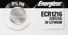 Energizer Size CR1216, Lithium, Button & Coin Cell Battery 3 Volts, CR1216, ANSI, IEC, UL Listed Regulated ECR1216 - 05000633