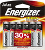 Energizer Pack of 12 Size AA, Alkaline, Standard Batteries 1.5 Volts, Flat Terminal, LR6 E91BW12EM - 37895455