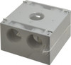 Crouse-Hinds 4-1/2 x 4-1/2 x 2-21/32" Aluminum Square Weather Resistant Outlet Box 2 Gangs, (5) 1" Knockouts TP7134 - 04947008