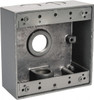 Thomas & Betts 4-9/16 x 4-5/8 x 2-1/16" Aluminum Square Weather Resistant Outlet Box 2 Gangs, (4) 3/4" Knockouts 2IH4-2 - 62056098