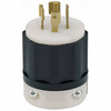 Leviton 277/480 VAC 20A NEMA L22-20P Industrial Twist Lock Plug 4 Poles, 5 Wires, 3 Phase, Self-Grounding, 0.595 to 0.895" Cord Diam, Black/White 2521 - 74364746