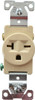 Cooper Wiring Devices 250 VAC 20A NEMA 6-20R Industrial Grade Ivory Straight Blade Single Receptacle 1 Phase, 2 Pole, 3 Wire, Self-Grounding, Flush Mount, Chemical, Heat & Impact Resistant 5461V - 60512910