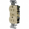 Hubbell Wiring Device-Kellems 125V 15A NEMA 5-15R Commercial Grade Ivory Straight Blade Duplex Receptacle 1 Phase, 2 Pole, 3 Wire, Self-Grounding, Flush Mount CRF15I - 57559270
