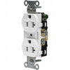 Hubbell Wiring Device-Kellems 125V 20A NEMA 5-20R Commercial Grade White Straight Blade Duplex Receptacle 1 Phase, 2 Pole, 3 Wire, Self-Grounding, Flush Mount CRF20WHI - 10600443
