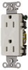 Hubbell Wiring Device-Kellems 125 VAC 15A NEMA 5-15R Specification Grade White Straight Blade Duplex Receptacle 1 Phase, 2 Pole, 3 Wire, Self-Grounding, Flush Mount DR15WHI - 86020203