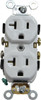 Leviton 125 VAC 20A NEMA 5-20R Specification Grade White Straight Blade Duplex Receptacle 1 Phase, 2 Pole, 3 Wire, Self-Grounding, Flush Mount, Tamper Resistant CR20-W - 65221111