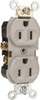 Leviton 125 VAC 15A NEMA 5-15R Specification Grade Gray Straight Blade Duplex Receptacle 1 Phase, 2 Pole, 3 Wire, Self-Grounding, Flush Mount, Tamper Resistant BR15-GY - 65220972