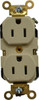 Leviton 125 VAC 15A NEMA 5-15R Industrial Grade Ivory Straight Blade Duplex Receptacle 1 Phase, 2 Pole, 3 Wire, Self-Grounding, Flush Mount, Impact Resistant 5262-I - 74366451