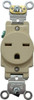 Leviton 250 VAC 15A NEMA 6-15R Industrial Grade Ivory Straight Blade Single Receptacle 1 Phase, 2 Pole, 3 Wire, Self-Grounding, Flush Mount, Impact Resistant 5661-I - 74423914