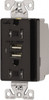 Cooper Wiring Devices 2 USB Port, 2 Receptacle, 125 VAC, 5 VDC USB Receptacle 5-15R NEMA Configuration, 15 Amp, Black, 2.1 Amp Charging Power, Automatic Grounding, Screw Mount TR7745BK-BOX - 55428130