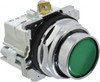 Eaton Cutler-Hammer 30-1/2mm Mount Hole, Flush, Pushbutton Switch with Contact Block Round, Green Pushbutton, Nonilluminated, Momentary (MO), Corrosion Resistant, Oiltight and Watertight 10250T23G - 07826159